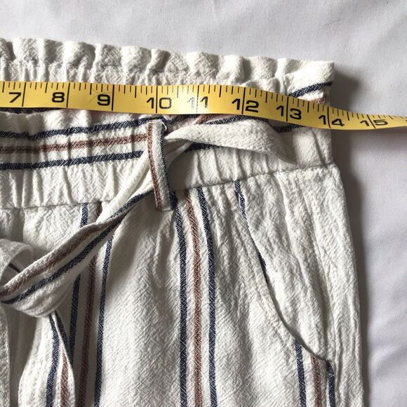 JOLT Womens Cream Stripe Wide Leg Linen Blend Pull On Tie Pants Sz S Boho Chic - Picture 4 of 10
